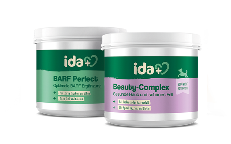 Dosen Futterergänzungen Beauty Complex und BARF Perfect
